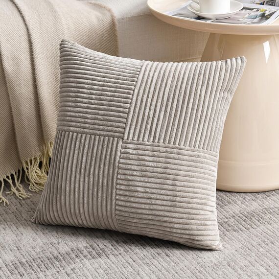 FDTERN 2er Set Taupe Kissenbezug 80x80 cm Weich Moderne Dekorative Kissenbezüge Kissenhülle Dekokissenbezug Sofakissen Dekokissen Boho Deko für Sofa Schlafzimmer Wohnzimmer Bett