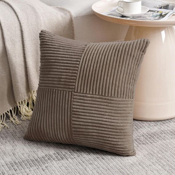 FDTERN 2er Set Hellbraun Kordsamt Kissenbezug 80x80 Weich Moderne Dekorative Kissenbezüge Kissenhülle Dekokissenbezug Sofakissen Dekokissen Boho Deko für Sofa Schlafzimmer Wohnzimmer Bett