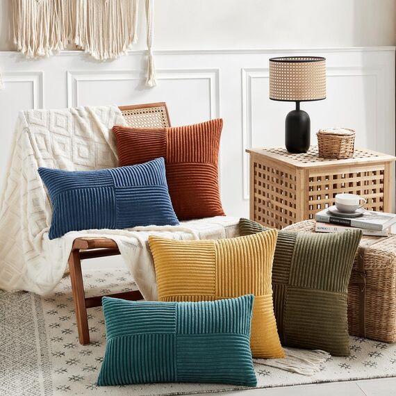 FDTERN 2er Set Dunkelgrün Kordsamt Kissenbezug 50x70CM Weich Moderne Dekorative Kissenbezüge Kissenhülle Dekokissenbezug Sofakissen Dekokissen Boho Deko für Sofa Schlafzimmer Wohnzimmer Bett