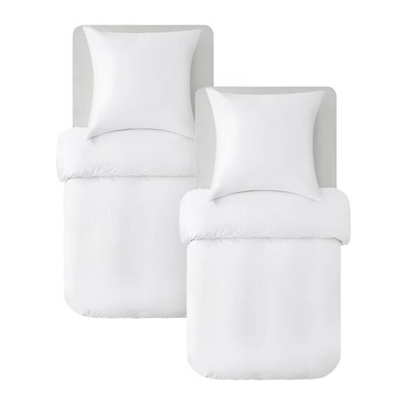 BEDSURE Bettwäsche 135x200 Baumwolle 4teilig - Bettwäsche-Sets Weiß Bettbezug 2er Set mit 2 Kissenbezüge 80x80 cm, Oeko-TEX Bedding mit Reißverschluss