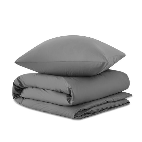 BEDSURE Bettwäsche 135x200 Baumwolle Grau - Bettwäsche-Sets 135 x 200 cm Bettbezug 2teilig mit Kissenbezug 80x80 cm, Oeko-TEX Bedding Anthrazit mit Reißverschluss