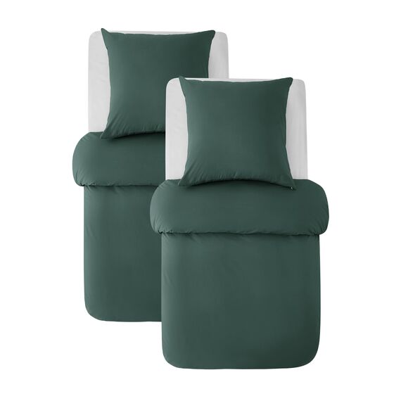 BEDSURE Bettwäsche 135x200 Baumwolle 4teilig - Bettwäsche-Sets Dunkelgrün Bettbezug 2er Set mit 2 Kissenbezüge 80x80 cm, Oeko-TEX Bedding Grün mit Reißverschluss