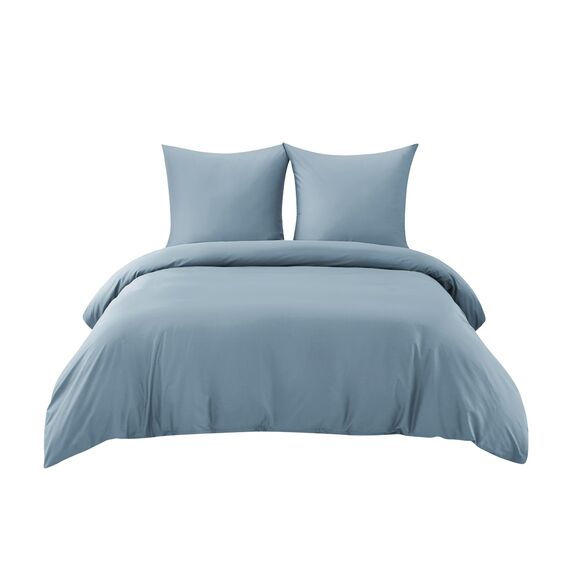 BEDSURE Bettwäsche 220x240 Baumwolle Graublau - Bettwäsche-Sets 220 x 240 cm Bettbezug 3teilig mit 2 Kissenbezüge 80x80 cm, Oeko-TEX Bedding Blau mit Reißverschluss