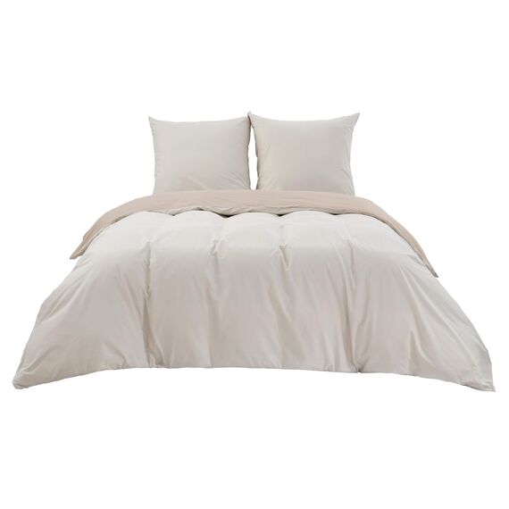 BEDSURE Bettwäsche 220x240 Baumwolle Beige - Bettwäsche-Sets 220 x 240 cm Wendebettwäsche 3teilig mit 2 Kissenbezüge 80x80 cm, Oeko-TEX Zweifarbiger Bettbezug mit Reißverschluss, Khaki Taupe