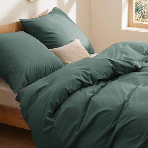 BEDSURE Bettwäsche 200x200 Baumwolle Dunkelgrün - Bettwäsche-Sets 200 x 200 cm Bettbezug 3teilig mit 2 Kissenbezüge 80x80 cm, Oeko-TEX Bedding Grün mit Reißverschluss