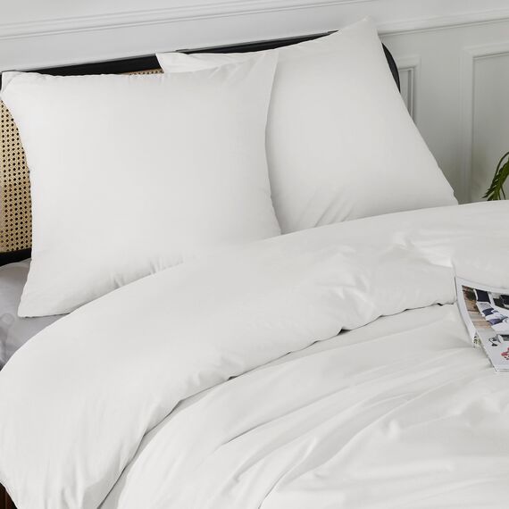 BEDSURE Bettwäsche 155x220 Baumwolle Weiß - Bettwäsche-Sets 155 x 220 cm Bettbezug 3teilig mit 2 Kissenbezüge 80x80 cm, Oeko-TEX Bedding mit Reißverschluss