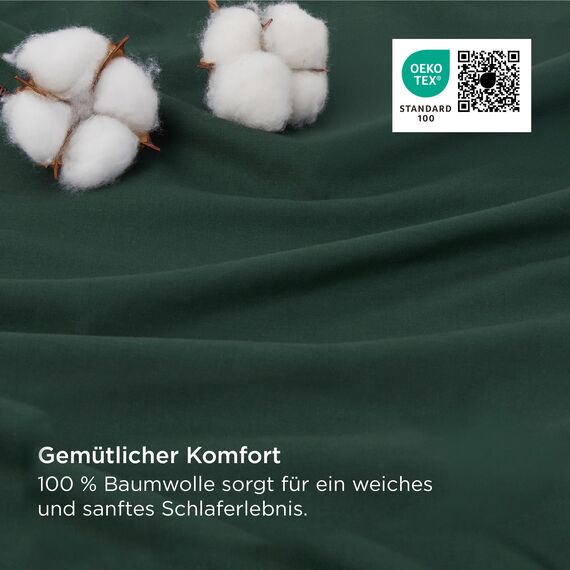 BEDSURE Bettwäsche 200x200 Salbeigrün Dunkelgrün - Baumwolle Bettwäsche-Sets 200 x 200 cm Wendebettwäsche 3teilig mit 2 Kissenbezüge 80x80 cm, Oeko-TEX Zweifarbiger Bettbezug mit Reißverschluss
