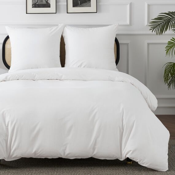 BEDSURE Bettwäsche 155x220 Baumwolle Weiß - Bettwäsche-Sets 155 x 220 cm Bettbezug 3teilig mit 2 Kissenbezüge 80x80 cm, Oeko-TEX Bedding mit Reißverschluss