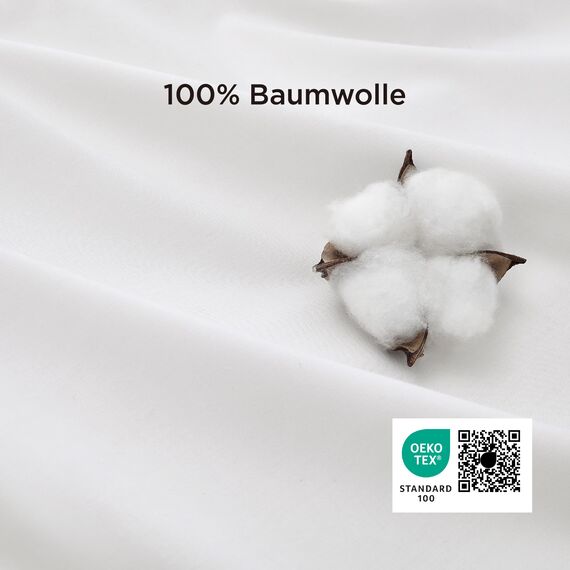 BEDSURE Bettwäsche 155x220 Baumwolle Weiß - Bettwäsche-Sets 155 x 220 cm Bettbezug 3teilig mit 2 Kissenbezüge 80x80 cm, Oeko-TEX Bedding mit Reißverschluss