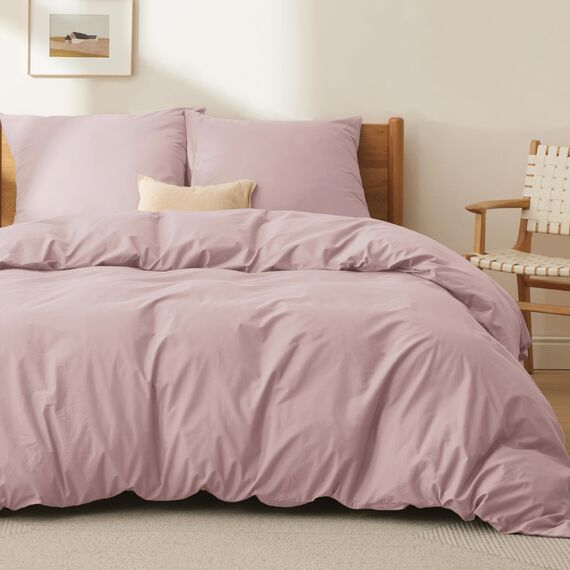 BEDSURE Bettwäsche 200x200 Baumwolle Rosa - Bettwäsche-Sets 200 x 200 cm Bettbezug 3teilig mit 2 Kissenbezüge 80x80 cm, Oeko-TEX Bedding Adobe Rose mit Reißverschluss