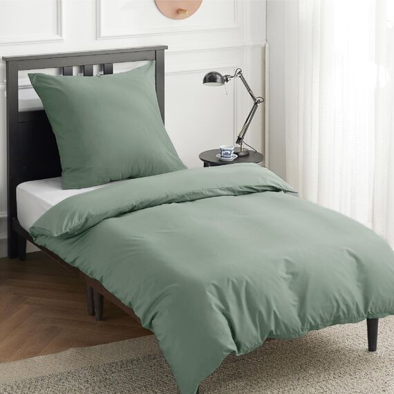 BEDSURE Bettwäsche 135x200 Baumwolle Grün - Bettwäsche-Sets 135 x 200 cm Bettbezug 2teilig mit Kissenbezug 80x80 cm, Oeko-TEX Bedding Grün mit Reißverschluss