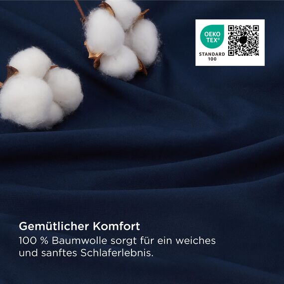 BEDSURE Bettwäsche 155x220 Blau Grau - Baumwolle Bettwäsche-Sets 155 x 220 cm Wendebettwäsche 3teilig mit 2 Kissenbezüge 80x80 cm, Oeko-TEX Zweifarbiger Bettbezug mit Reißverschluss