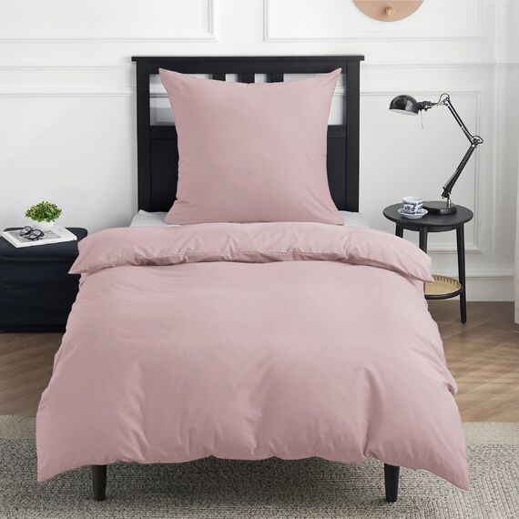 BEDSURE Bettwäsche 135x200 Baumwolle Rosa - Bettwäsche-Sets 135 x 200 cm Bettbezug 2teilig mit Kissenbezug 80x80 cm, Oeko-TEX Bedding Adobe Rose mit Reißverschluss