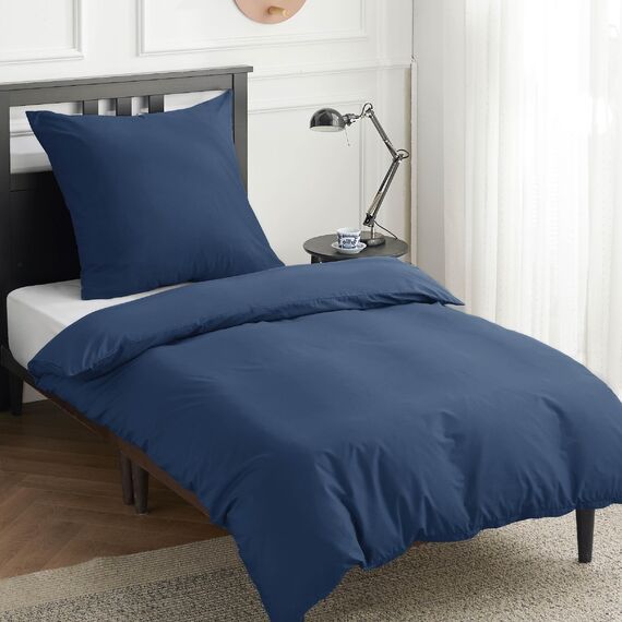 BEDSURE Bettwäsche 135x200 Baumwolle Blau - Bettwäsche-Sets 135 x 200 cm Bettbezug 2teilig mit Kissenbezug 80x80 cm, Oeko-TEX Bedding mit Reißverschluss