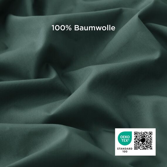 BEDSURE Bettwäsche 155X220 Baumwolle Dunkelgrün - Bettwäsche-Sets 155 x 220 cm Bettbezug 3teilig mit 2 Kissenbezüge 80x80 cm, Oeko-TEX Bedding Grün mit Reißverschluss