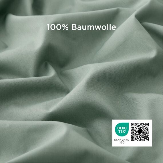 BEDSURE Bettwäsche 220x240 Baumwolle Grün - Bettwäsche-Sets 220 x 240 cm Bettbezug 3teilig mit 2 Kissenbezüge 80x80 cm, Oeko-TEX Bedding Salbeigrün mit Reißverschluss
