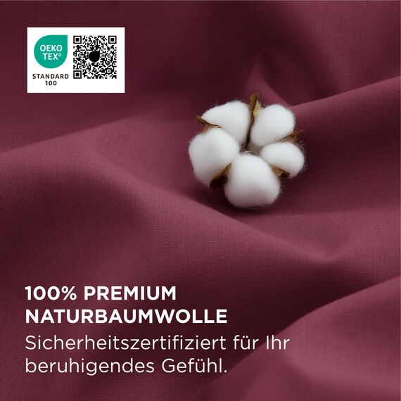 BEDSURE Bettwäsche 135x200 Baumwolle 4teilig - Bettwäsche-Sets Weinrot Bettbezug 2er Set mit 2 Kissenbezüge 80x80 cm, Oeko-TEX Bedding Rot mit Reißverschluss