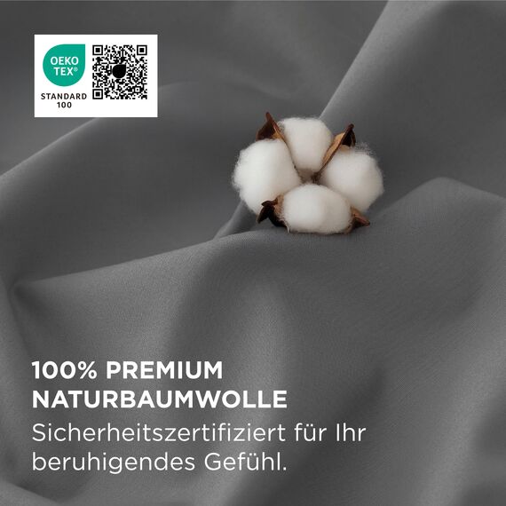 BEDSURE Bettwäsche 135x200 Baumwolle Grau - Bettwäsche-Sets 135 x 200 cm Bettbezug 2teilig mit Kissenbezug 80x80 cm, Oeko-TEX Bedding Anthrazit mit Reißverschluss