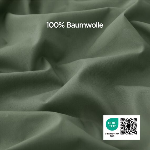 BEDSURE Bettwäsche 200x200 Baumwolle Grauolivgrün - Bettwäsche-Sets 200 x 200 cm Bettbezug 3teilig mit 2 Kissenbezüge 80x80 cm, Oeko-TEX Bedding Grün mit Reißverschluss