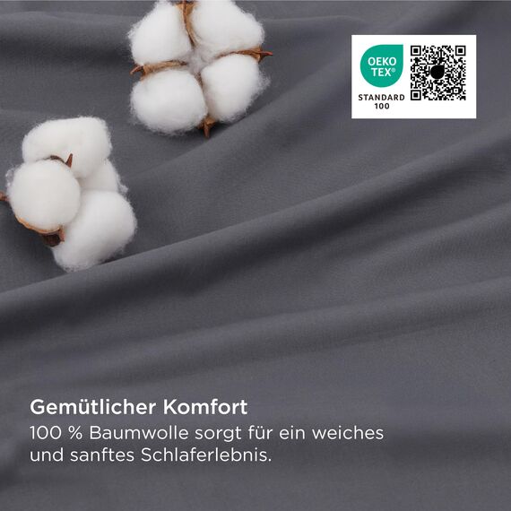 BEDSURE Bettwäsche 220x240 Anthrazit Grau - Baumwolle Bettwäsche-Sets 220 x 240 cm Wendebettwäsche 3teilig mit 2 Kissenbezüge 80x80 cm, Oeko-TEX Zweifarbiger Bettbezug mit Reißverschluss