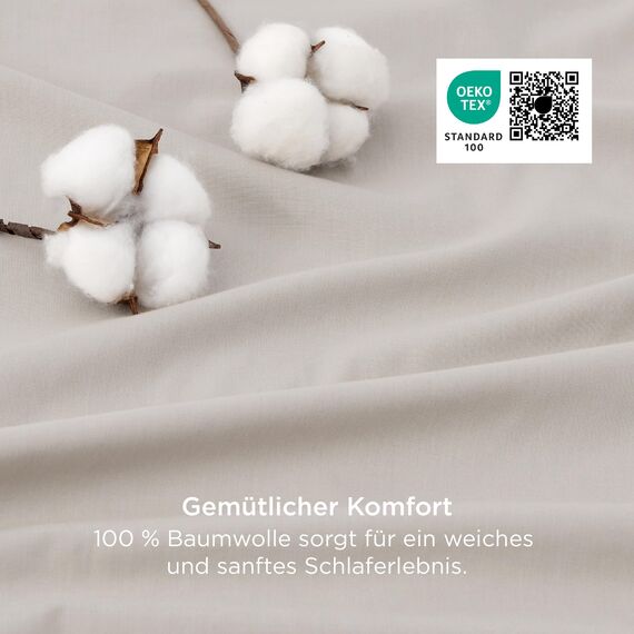 BEDSURE Bettwäsche 220x240 Baumwolle Beige - Bettwäsche-Sets 220 x 240 cm Wendebettwäsche 3teilig mit 2 Kissenbezüge 80x80 cm, Oeko-TEX Zweifarbiger Bettbezug mit Reißverschluss, Khaki Taupe