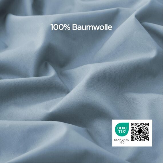 BEDSURE Bettwäsche 200x200 Baumwolle Graublau - Bettwäsche-Sets 200 x 200 cm Bettbezug 3teilig mit 2 Kissenbezüge 80x80 cm, Oeko-TEX Bedding Blau mit Reißverschluss