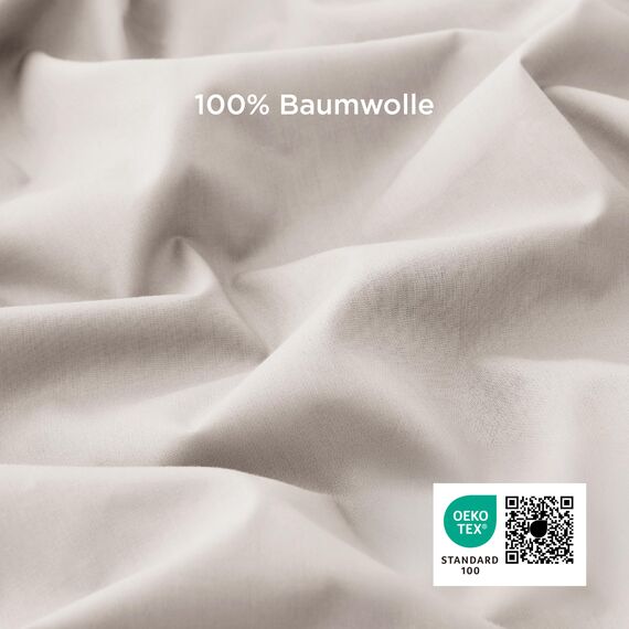 BEDSURE Bettwäsche 135x200 Baumwolle 4teilig - Bettwäsche-Sets Beige Bettbezug 2er Set mit 2 Kissenbezüge 80x80 cm, Oeko-TEX Bedding Natur mit Reißverschluss