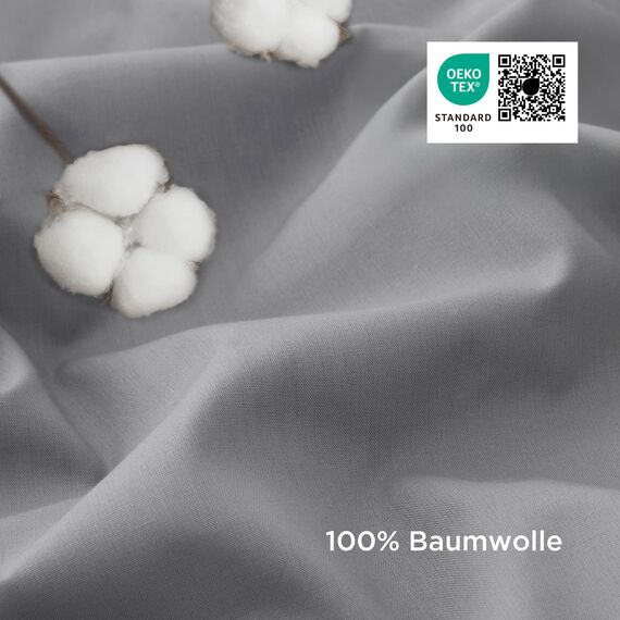 BEDSURE Bettwäsche 220x240 Baumwolle Hellgrau - Bettwäsche-Sets 220 x 240 cm Bettbezug 3teilig mit 2 Kissenbezüge 80x80 cm, Oeko-TEX Bedding Grau mit Reißverschluss