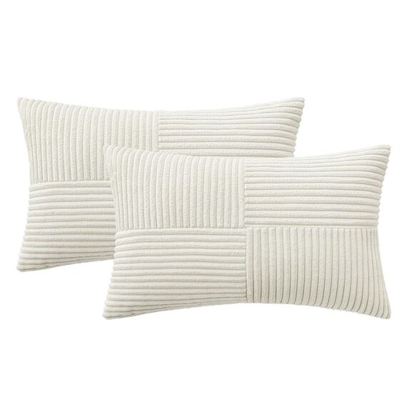 MIULEE 2er Set Kissenbezug 30x50cm Reines Weiß Kissenhülle Kissenbezüge Sofakissen Dekokissen Boho Couchkissen Kord Dekorative Zierkissenbezug für Sofa