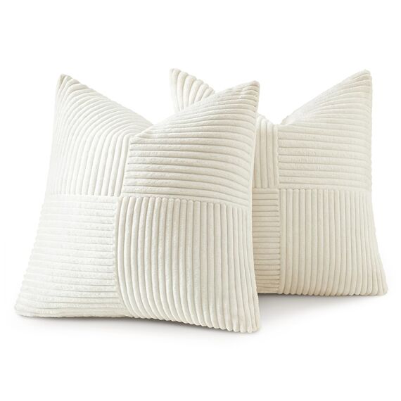 MIULEE 2er Set Kissenbezug 40x40cm Reines Weiß Kissenhülle Kissenbezüge Sofakissen Dekokissen Boho Couchkissen Kord Dekorative Zierkissenbezug für Sofa