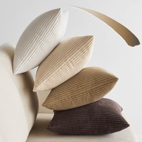 EMEMA Kissenbezug 45x45 cm Kordsamt Kissenbezüge 4er Set Dekokissen Sofakissen Kord Kissenhülle Zierkissenbezug Dekorative Cord Kissen Weiche für Sofa Wohnzimmer Schlafzimmer Braun Serie