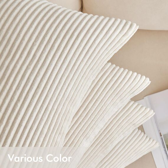 EMEMA Kissenbezug 40x40 cm Kordsamt Kissenbezüge 4er Set Dekokissen Sofakissen Kord Kissenhülle Zierkissenbezug Dekorative Cord Kissen Weiche für Sofa Wohnzimmer Schlafzimmer Creme