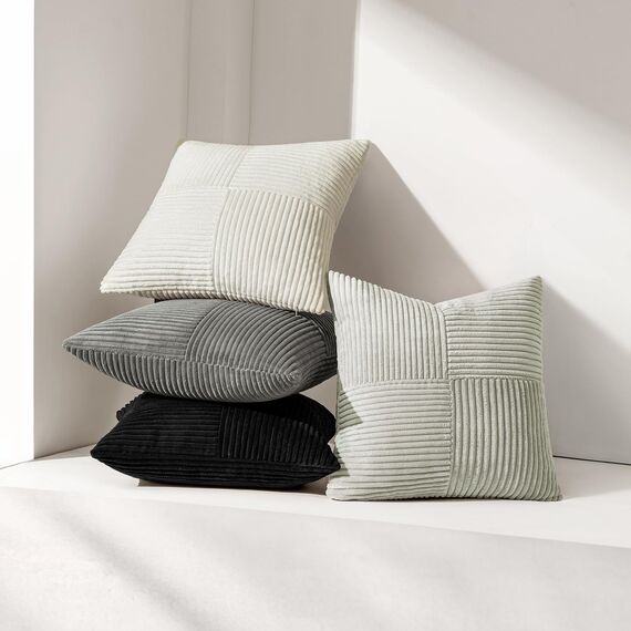 MIULEE 2er Set Kissenbezug 40x80cm Hellgrau Kissenhülle Kissenbezüge Sofakissen Dekokissen Boho Couchkissen Kord Dekorative Zierkissenbezug für Sofa