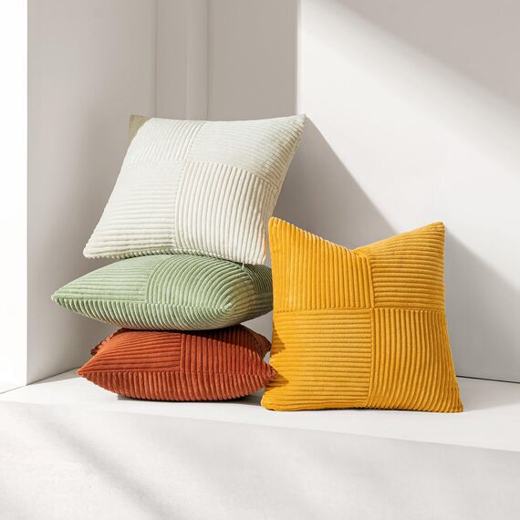 MIULEE 2er Set Herbst Kissenbezug 50x50cm Gelb Kissenhülle Kissenbezüge Sofakissen Dekokissen Boho Couchkissen Kord Dekorative Zierkissenbezug für Sofa