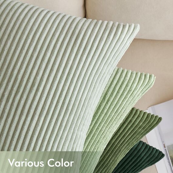 EMEMA Kissenbezug 50x50 cm Kordsamt Kissenbezüge 4er Set Dekokissen Sofakissen Kord Kissenhülle Zierkissenbezug Dekorative Cord Kissen Weiche für Sofa Wohnzimmer Schlafzimmer Salbeigrün Serie