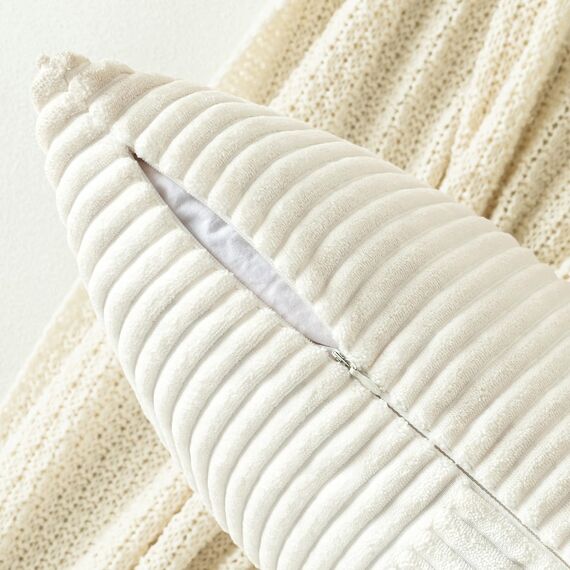 MIULEE 2er Set Kissenbezug 45x45cm Reines Weiß Kissenhülle Kissenbezüge Sofakissen Dekokissen Boho Couchkissen Kord Dekorative Zierkissenbezug für Sofa