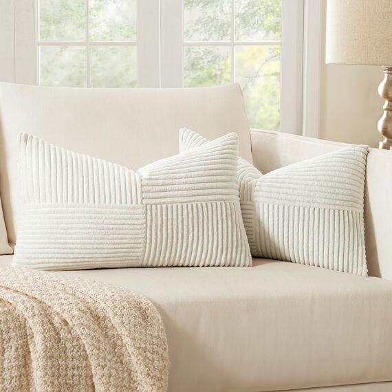 MIULEE 2er Set Kissenbezug 30x50cm Reines Weiß Kissenhülle Kissenbezüge Sofakissen Dekokissen Boho Couchkissen Kord Dekorative Zierkissenbezug für Sofa