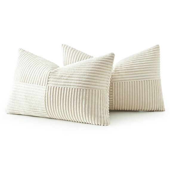 MIULEE 2er Set Kissenbezug 40x80cm Beige Kissenhülle Kissenbezüge Sofakissen Dekokissen Boho Couchkissen Kord Dekorative Zierkissenbezug für Sofa