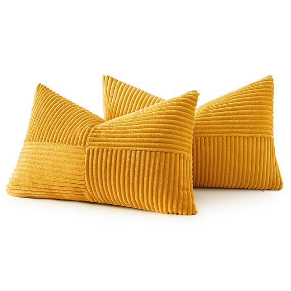 MIULEE 2er Set Herbst Kissenbezug 30x50cm Gelb Kissenhülle Kissenbezüge Sofakissen Dekokissen Boho Couchkissen Kord Dekorative Zierkissenbezug für Sofa