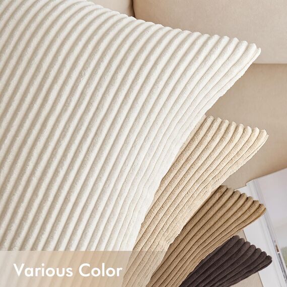 EMEMA Kissenbezug 40x40 cm Kordsamt Kissenbezüge 4er Set Dekokissen Sofakissen Kord Kissenhülle Zierkissenbezug Dekorative Cord Kissen Weiche für Sofa Wohnzimmer Schlafzimmer Braun Serie