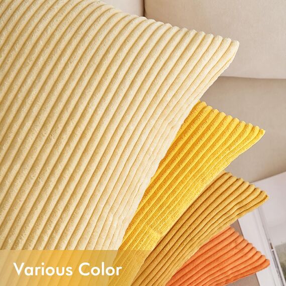 EMEMA Kissenbezug 50x50 cm Kordsamt Herbst Kissenbezüge 4er Set Dekokissen Sofakissen Kord Kissenhülle Zierkissenbezug Dekorative Cord Kissen Weiche für Sofa Wohnzimmer Schlafzimmer Orange Serie