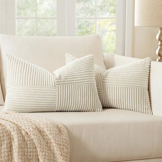 MIULEE 2er Set Kissenbezug 40x60cm Beige Kissenhülle Kissenbezüge Sofakissen Dekokissen Boho Couchkissen Kord Dekorative Zierkissenbezug für Sofa