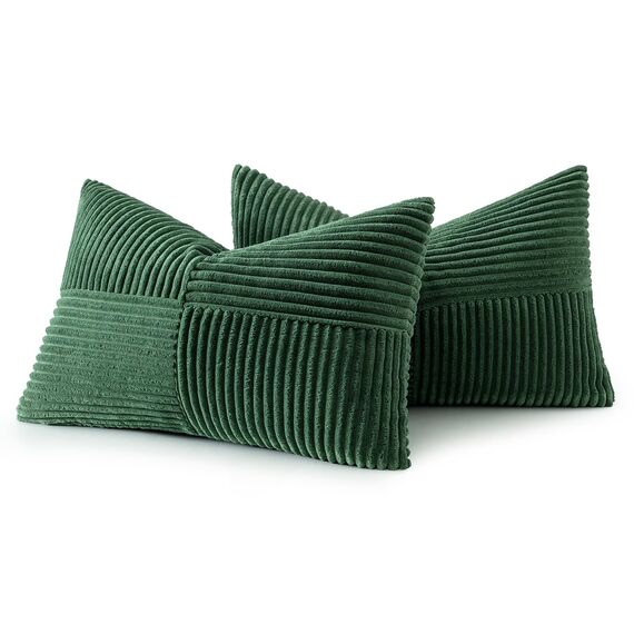 MIULEE 2er Set Kissenbezug 30x50cm Dunkelgrün Kissenhülle Kissenbezüge Sofakissen Dekokissen Boho Couchkissen Kord Dekorative Zierkissenbezug für Sofa