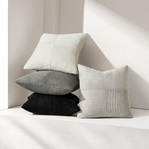 MIULEE 2er Set Kissenbezug 40x60cm Hellgrau Kissenhülle Kissenbezüge Sofakissen Dekokissen Boho Couchkissen Kord Dekorative Zierkissenbezug für Sofa