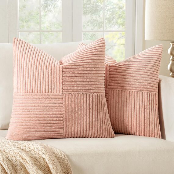 MIULEE 2er Set Kissenbezug 50x50cm Rose Kissenhülle Kissenbezüge Sofakissen Dekokissen Boho Couchkissen Kord Dekorative Zierkissenbezug für Sofa