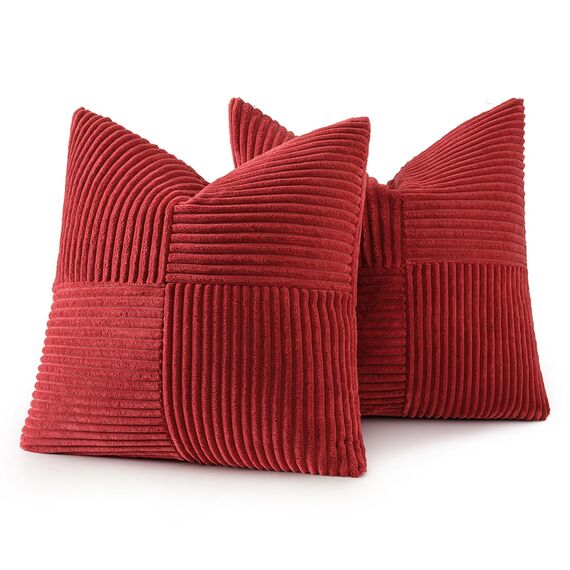 MIULEE 2er Set Kissenbezug 50x50cm Weinrot Kissenhülle Kissenbezüge Sofakissen Dekokissen Boho Couchkissen Kord Dekorative Zierkissenbezug für Sofa