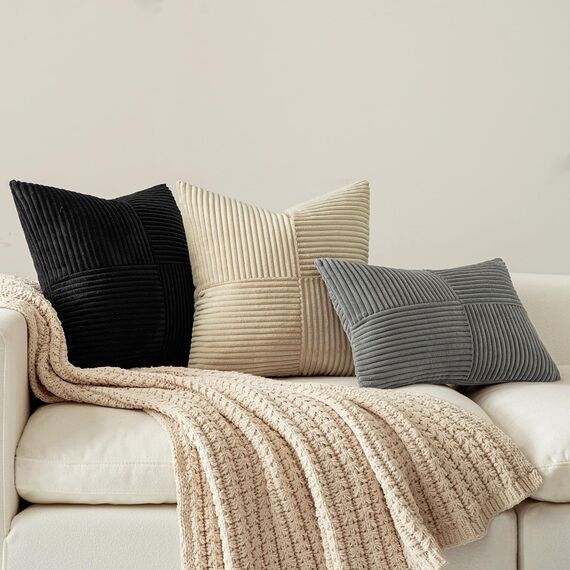 MIULEE 2er Set Kissenbezug 50x50cm Cremegelb Kissenhülle Kissenbezüge Sofakissen Dekokissen Boho Couchkissen Kord Dekorative Zierkissenbezug für Sofa