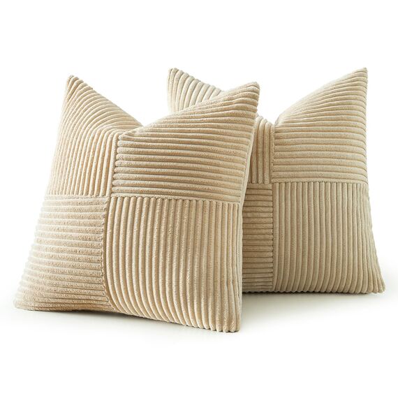 MIULEE 2er Set Kissenbezug 40x40cm Cremegelb Kissenhülle Kissenbezüge Sofakissen Dekokissen Boho Couchkissen Kord Dekorative Zierkissenbezug für Sofa