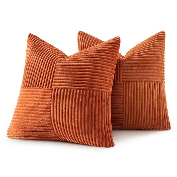 MIULEE 2er Set Herbst Kissenbezug 45x45cm Rostrot Kissenhülle Kissenbezüge Sofakissen Dekokissen Boho Couchkissen Kord Dekorative Zierkissenbezug für Sofa
