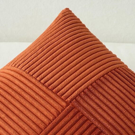 MIULEE 2er Set Herbst Kissenbezug 50x50cm Rostrot Kissenhülle Kissenbezüge Sofakissen Dekokissen Boho Couchkissen Kord Dekorative Zierkissenbezug für Sofa